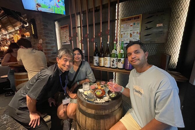 Casual Japanese SAKE tasting and snack experience in Kabukicho - Price and value: $39.64 for eight sakes, snacks, and a sweet finish
