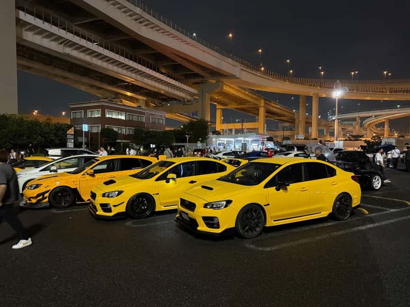 EVO, WRX, Skyline – JDM Night Run to Daikoku Car Meet - Autobacs Shinonome Stop for Gear and Photos