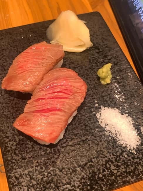 Kobe: Sake Brewery Tour with Tasting and Kobe Beef Bites - Kobe beef nigiri tasting, the honest way to set expectations