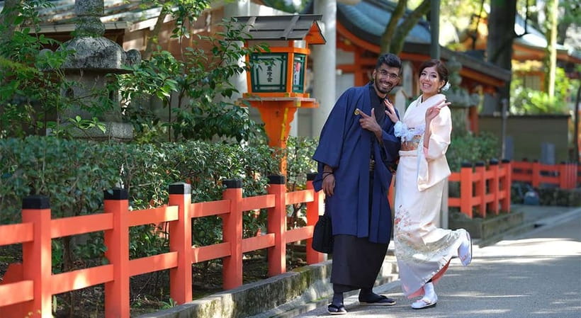 Kyoto Kimono Rental mimosa |Kimono/Yukata Rental Couple Plan - Yukata season notes: June to September, plus layering for cooler months