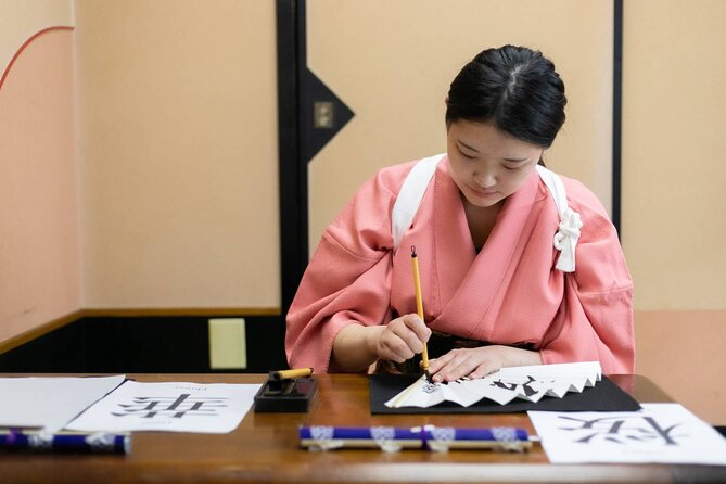 Learning Zen of Japanese Calligraphy in kimono near Osaka Castle - Choosing Your Kanji and Mastering Stroke Order