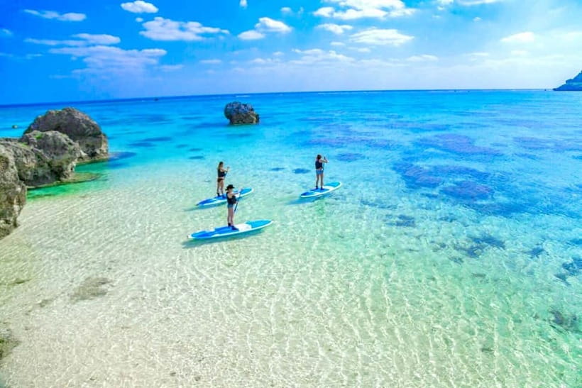 Miyako island: SUP or Canoe at Stunning Blue Beach - Entering the water at Imgya Marine Garden, Miyakojima style
