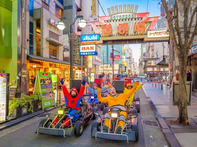 Osaka: Guided Go Karting Tour in a Funny Costume - The route: Namba to America-mura, Dotonbori, Tsutenkaku, and Shin-sekai