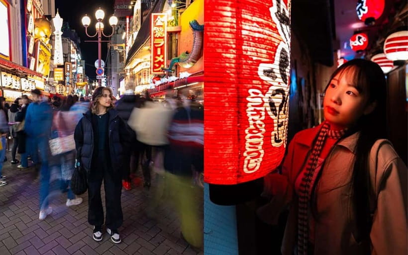 Osaka: Private Vibrant Nighttime Photoshoot (Dotonbori) - America-mura: street style edge for couples and solo travelers