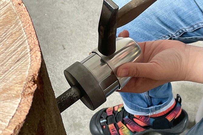 Private Pewter Sake Cup Experience with a Kyoto Artisan - Step-by-step: hammering patterns into pewter