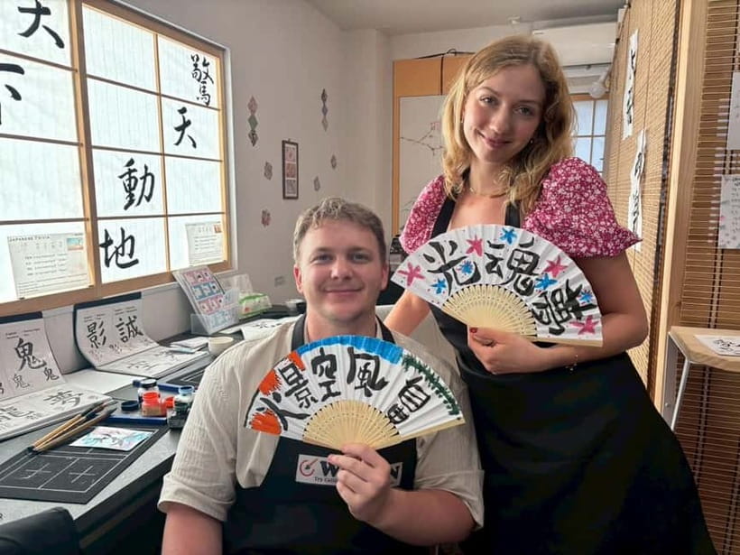 Tokyo:Calligraphy &Make your original folding fan in Asakusa - Your 30 Minutes of Practice: Thin Paper, Guide Lines, and a Final Design