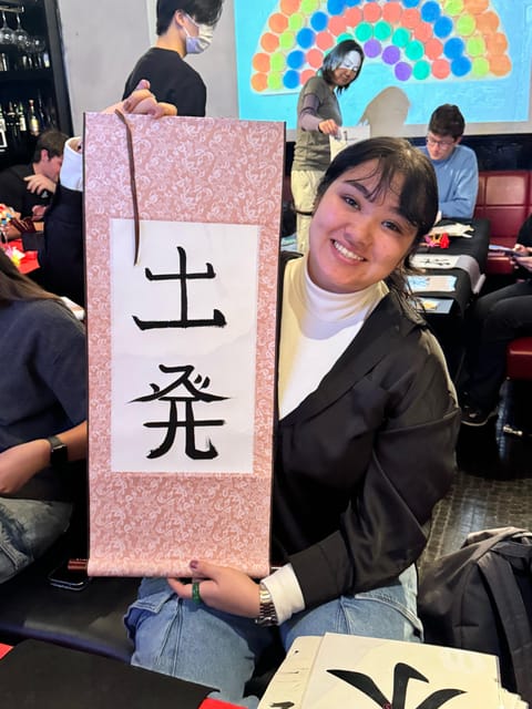 Tokyo: Calligraphy on Kanji Fan & Scroll with Drink - Finding Shodo Cafe 7557 in Roppongi, Without Stress