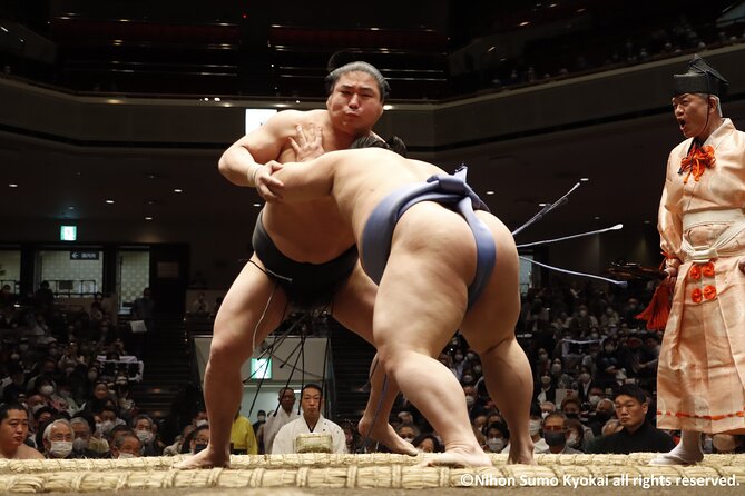 Tokyo Grand Sumo Tournament Viewing Tour with Tickets - S vs A vs B seats: snack, drink, and the cheering towel