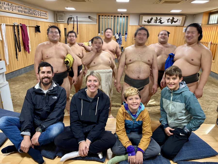 Tokyo: Morning Sumo Practice Viewing - Your English guide turns the action into context