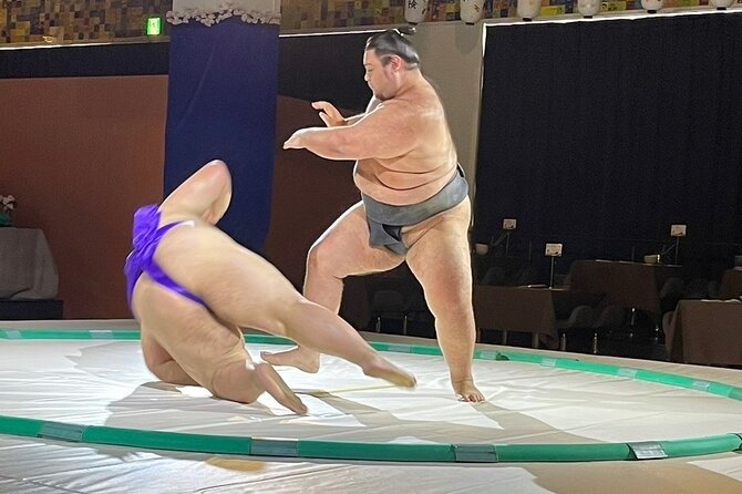 Up-Close Sumo Experience at Ochi Stable: Wear Kimono in Osaka - The Ring Session: Friendly Matches With Retired Wrestlers
